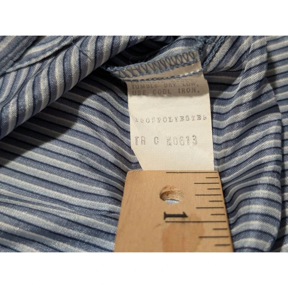 JH Collectibles Vintage Blue White Striped Button Up Blouse Womens 6 Long Sleeve